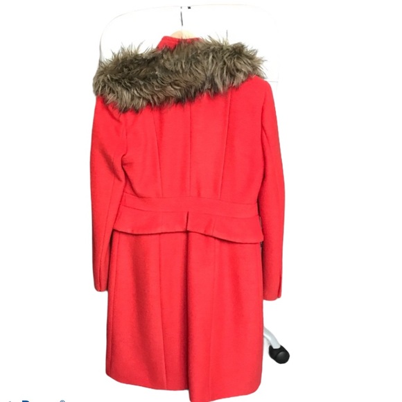 Anthropologie Orange Coat with Faux Fur Size 2 - Picture 7 of 15